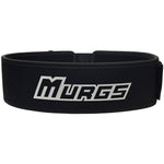 Black belt with 'MURGS' logo on a white background