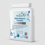 Supplement container labeled 'Water Balance Complex' by Pharmanostix on a white background