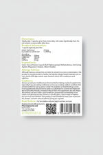 Supplement label with directions, product information, ingredients, allergy advice, and contact details.